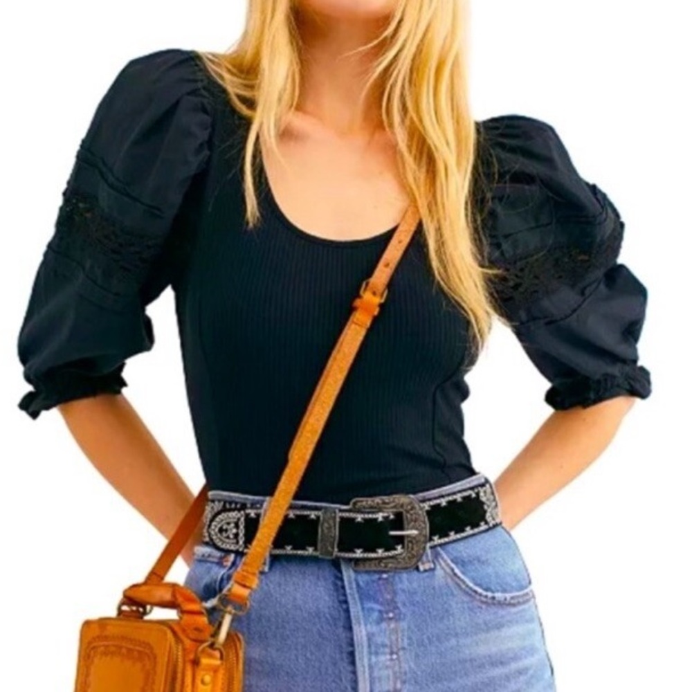 Free People Floral Glenside Peplum Top Peasant Blouse Size SP - Picture 1 of 11